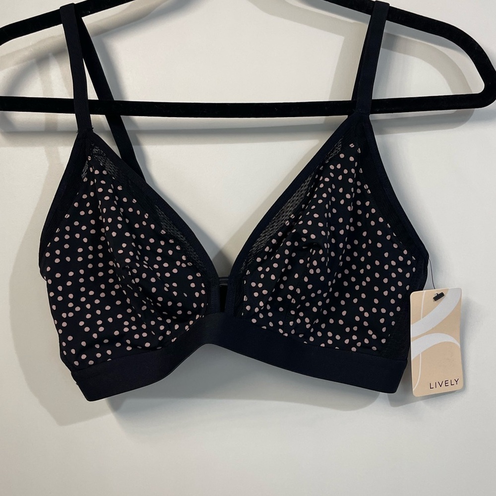 LIVELY  Busty Bralette polka dots pink on Black Wireless 2